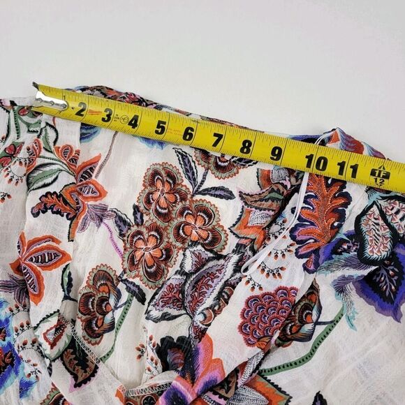 Zara Boho Crinkled Bright Floral Print Cape‎ Sleeve Beach Dress Women's sz Small - Picture 11 of 13
